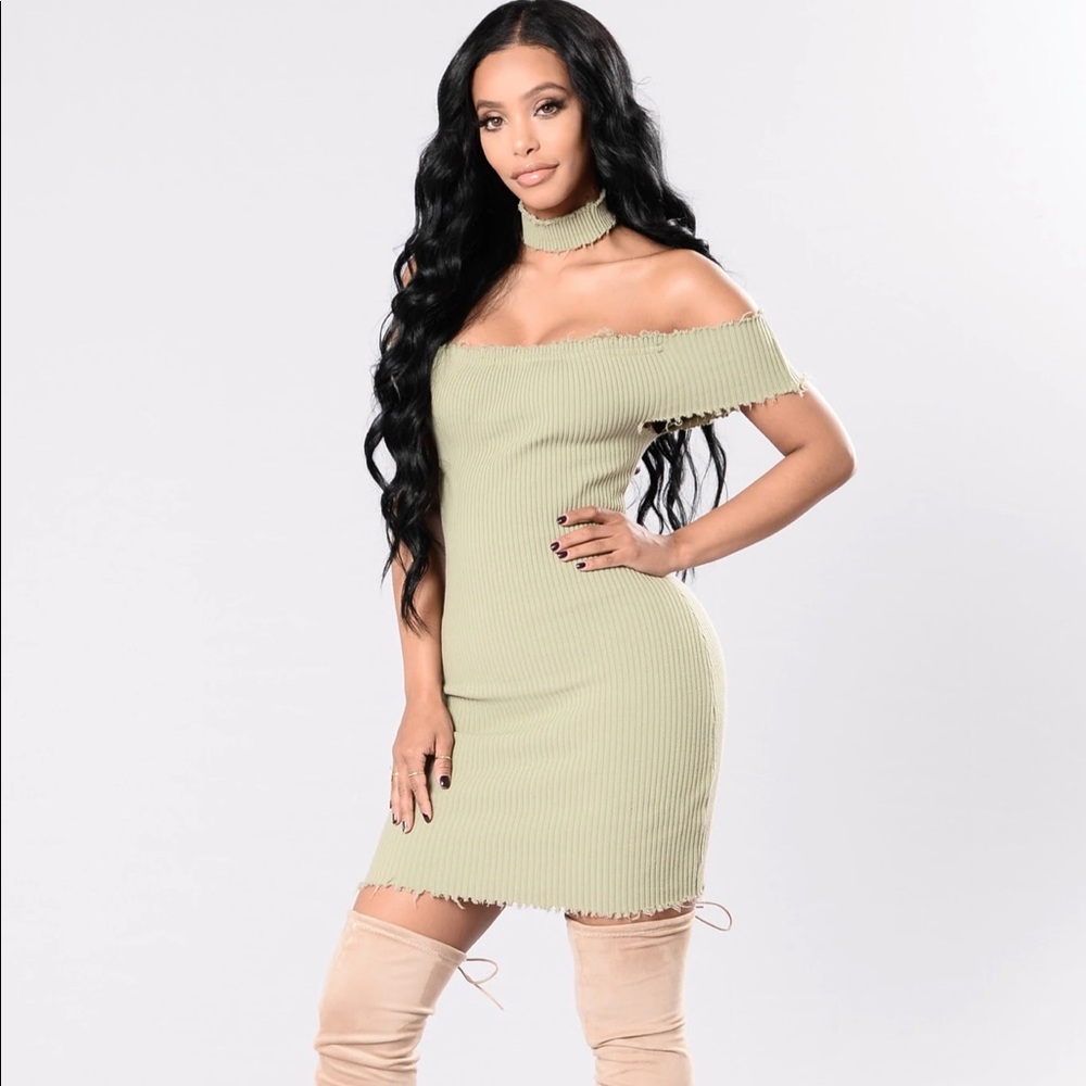 Fashion nova olive dress body on size small